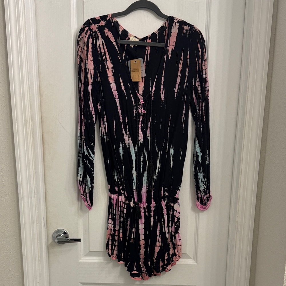 NWT Surf Gypsy Black and Pink Tie-Dye Romper